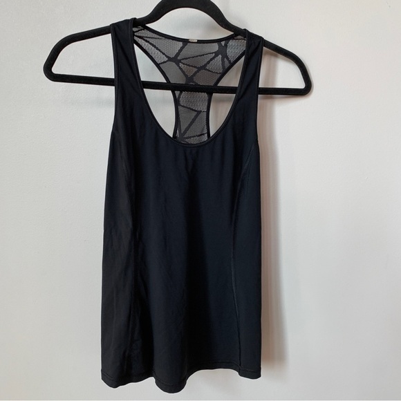 Lululemon Black Racer Back Tank Top With Lace Back Size S - Picture 1 of 4